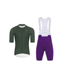 HOLOKOLO Tricoul și pantaloni scurți de ciclism - ELEVATE - mov/verde